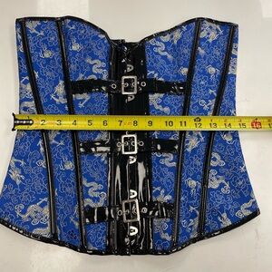 Blue and Black Corset with Buckle Details